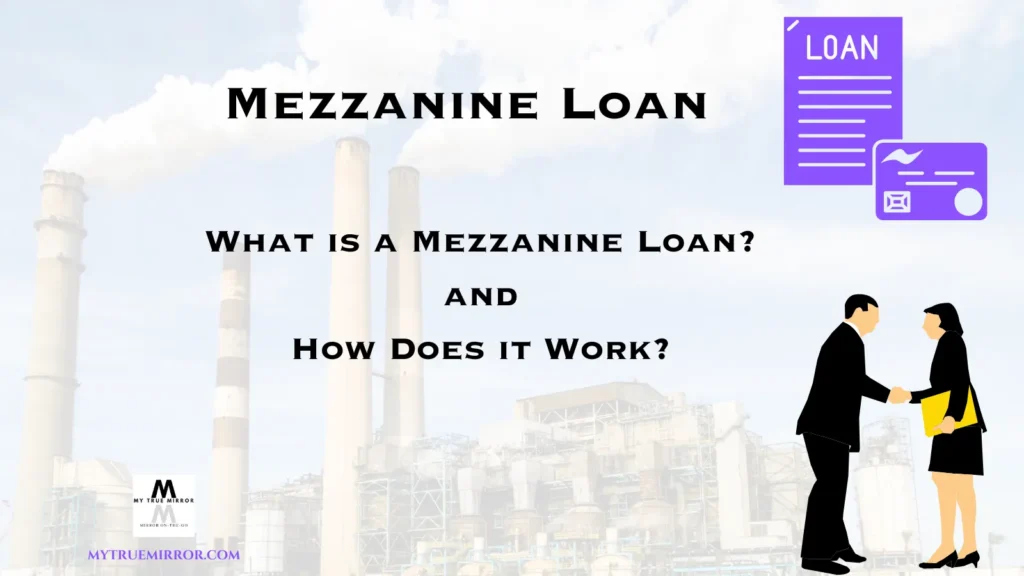 What is a Mezzanine Loan and how does it work - An image of a factory in the background with 2 people agreeing upon loan agreement as an illustration