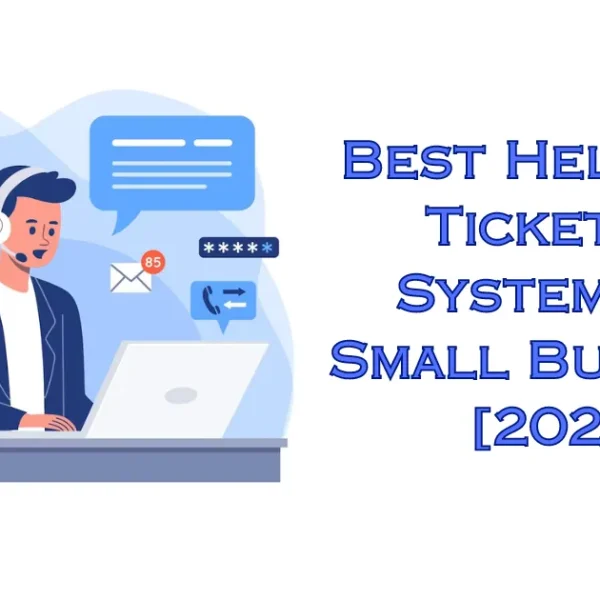 A vector image displaying a man helping customers to demonstrate the best helpdesk ticketing system