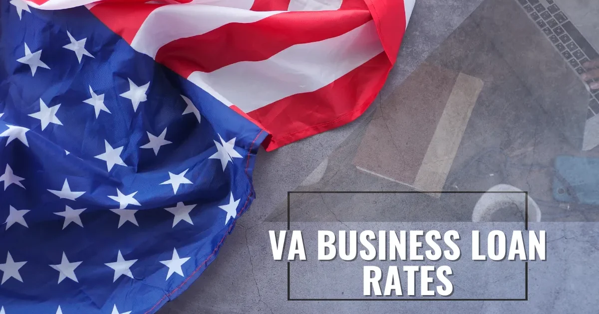 VA Business Rates - An American flag with a laptop in the background depicting VA Business Loan Rates